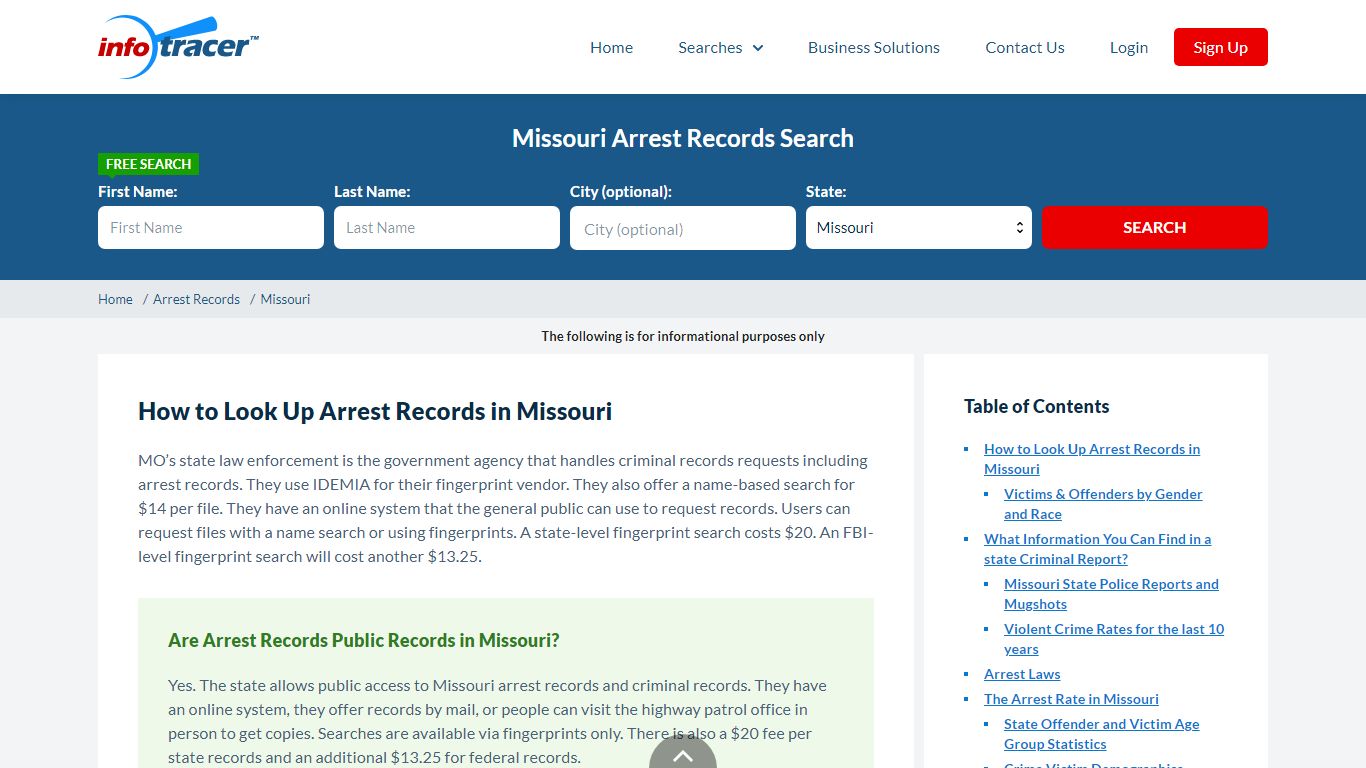 Search Missouri Arrest Records Online - Infotracer